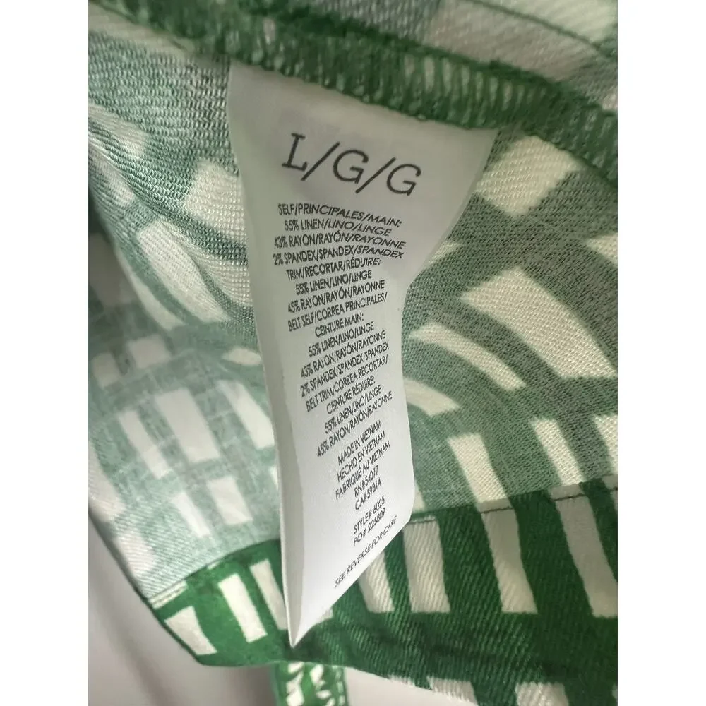 CABI Circuit Jacket Linen Blend Kelly Green & White Belted Size Large Style 6025 - Picture 6 of 16